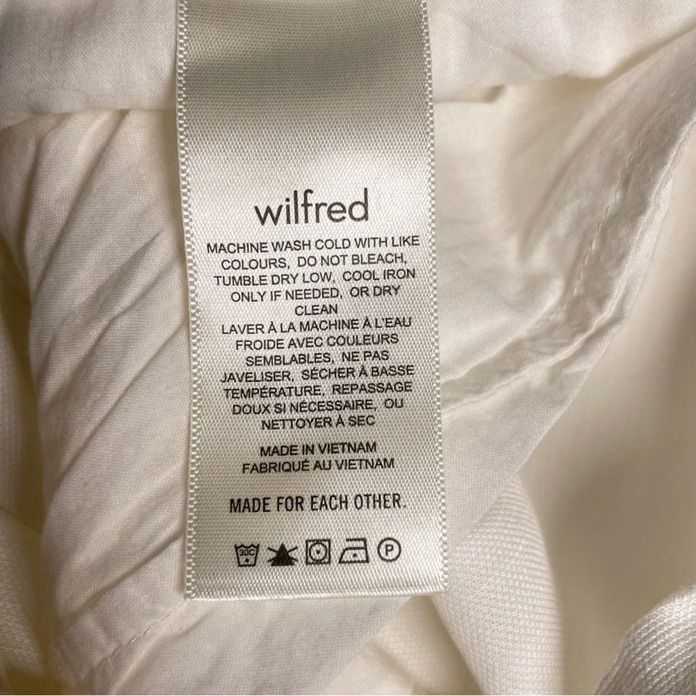 Aritzia Wilfred Allant Pleated Cuffed Trousers Women’s Size 8 Ivory White
